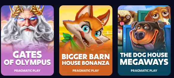 Populære spilleautomater fra Pragmatic Play hos Roobet for å vise et variert spillutvalg.